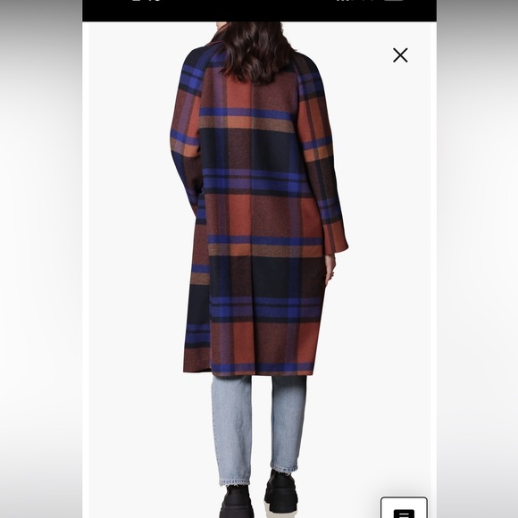 Navy rust plaid coat - Picture 2 of 8